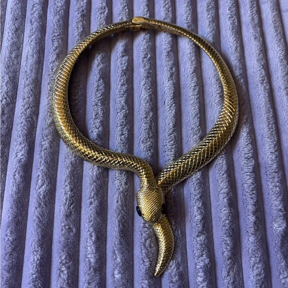 Gold Snake Choker Necklace - Picture 2 of 4